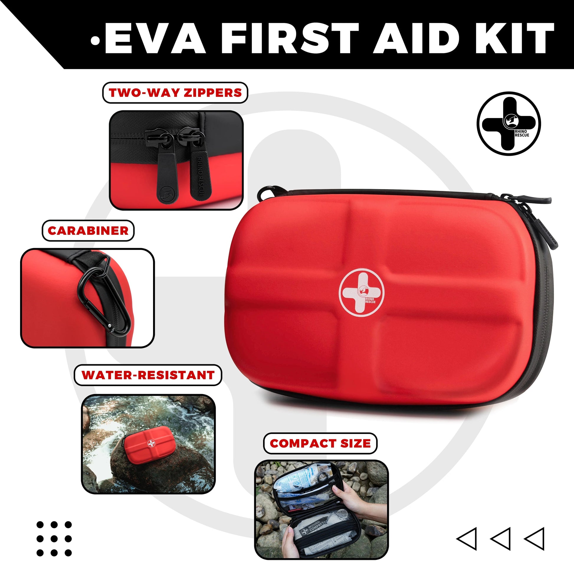 RHINO RESCUE Mini First Aid Kit: Small, Waterproof, Portable. Essential for Travel, Home, Car, Camping.