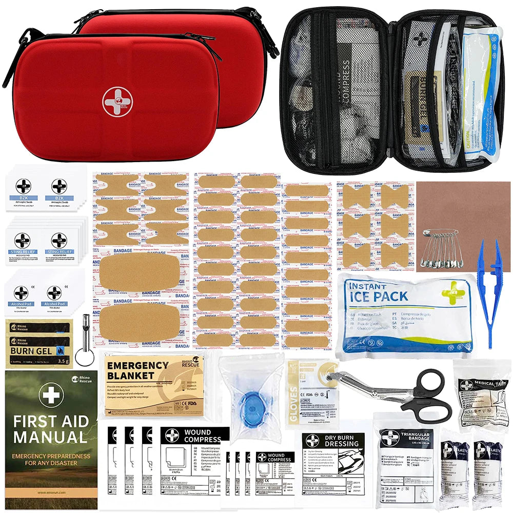 RHINO RESCUE Mini First Aid Kit: Small, Waterproof, Portable. Essential for Travel, Home, Car, Camping.
